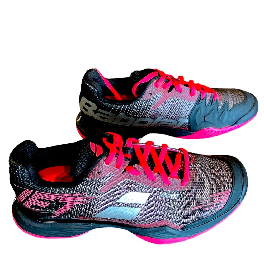 Babolat Jet Mach II AC Women's Sneakers Black Pink Lace Up Tennis Shoes 8.5